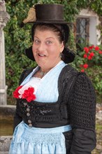 Playful Bavarian woman