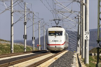 At 250 kilometres per hour over the Swabian Alb. InterCityExpress ICE on the new railway line from Stuttgart to Ulm
