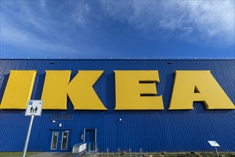 IKEA lettering on an exterior wall of the department stores