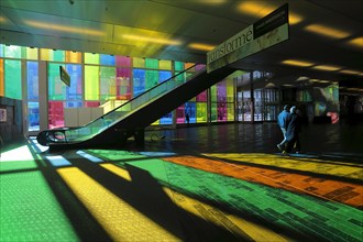 Colorful reflections in the foyer of the Palais des congres de Montreal