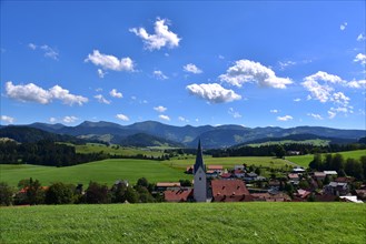 View of Stiefenhofen in West Allgaeu