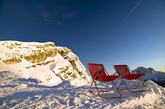 Deckchairs in the Dolimites