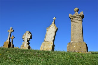Gravestones in a cemetery in Normandy