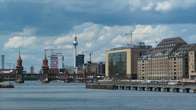 Panoramic view of Berlin with the river Spree in the foreground