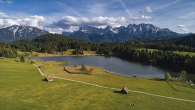 Aerial view of Lake Gerold near Mittenwald
