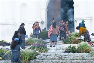 Flower sellers on the steps of Iglesia de Santo Tomas
