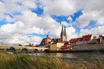Regensburg with Cathedral and Stone Bridge