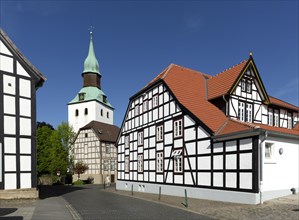 St. Nikolai Protestant Church and residential building in half-timbered construction