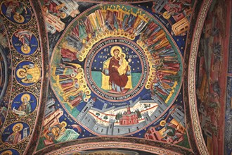 Ceiling painting in Horezu Monastery in Brancoveanu style from 1690