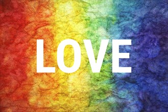 Love word on LGBT textured background