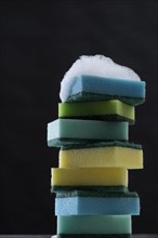 Lined up plaster sponges with foam