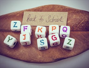 Back to school theme with colorful letter cubes