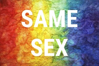 Same sex words on LGBT textured background