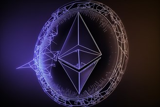 Ethereum digital currency in space. Ai generated art