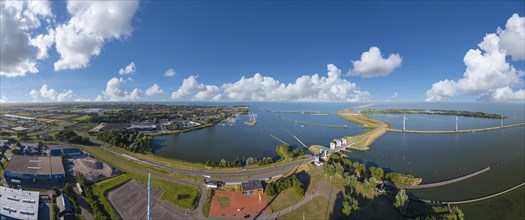 Aerial view of Enkhuizen and the Krabbersgat lock between Markermeer and IJsselmeer