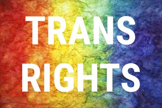 Trans rights words on LGBT textured background