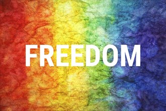 Freedom word on LGBT textured background
