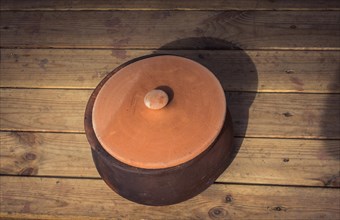 Traditional clay pottery for sale at the market