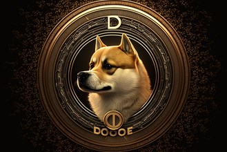 Dogecoin digital currency. Ai generated art