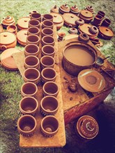 Traditional clay pottery for sale at the market