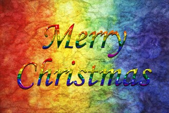Merry Christmas words on LGBT textured background. 3d illustration