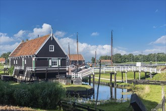 Ensemble with historic fishermens houses in the Zuiderzee Museum