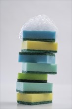 Lined up plaster sponges with foam