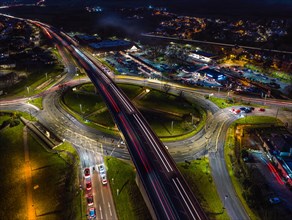 Night Top Down over Penn Inn Flyover and Roundabout from a drone Newton Abbot