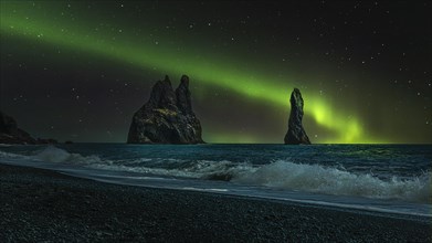 Aurora Borealis over the sea in Iceland
