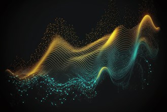 Abstract digital wave of particles. Futuristic point wave. Ai generated art