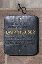 Memorial plaque to Kaspar Hauser