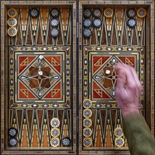 Wooden chess backgammon game