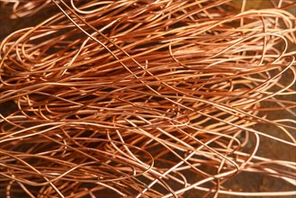 Red metal copper wire scrap materials recycling of waste from manual wire tearing
