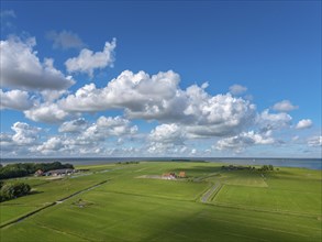 Aerial view of the countryside near the hamlet of Hoefe south of the canal