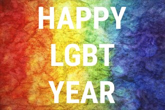 Happy LGBT year words on LGBT textured background