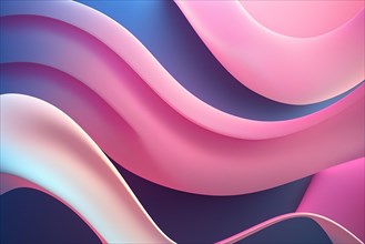 Abstract pink blue wavy with blurred light curved lines background. Ai generated art