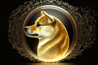 Dogecoin digital currency. Ai generated art