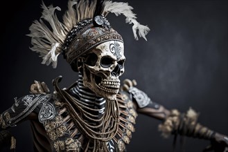 Portrait of Dancing Skeleton man from Simbu tribe in Papua New Guinea. Ai generated art