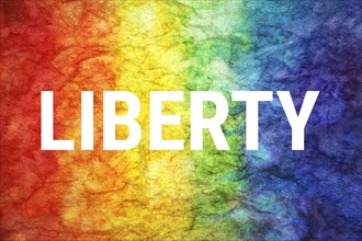 Liberty word on LGBT textured background