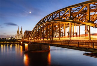 Hohenzollern Bridge and Cologne Cathedral at Blue Hour