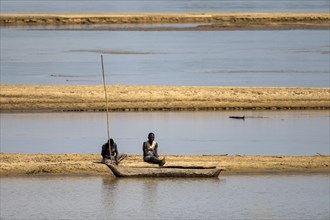 Fisherman and boat on the Luangwa River