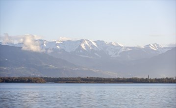 Lake Constance and snow-covered mountain peaks