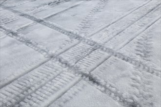 Vehicle tracks on frozen river