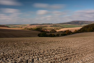 Beautiful panoramic view of the village and the sky in Moravia. Czech Republic