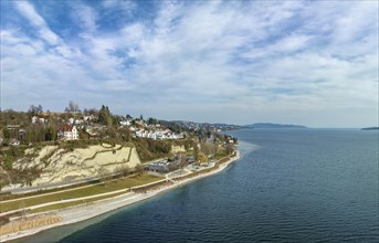 Aerial view of Lake Constance with the State Garden Show grounds