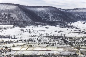 Landscape in winter on the ridge of the Swabian Alb