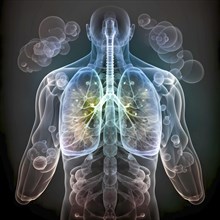 Transparent human with view of lungs