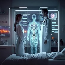 Monitoring and analysis of a patient in the hospital by a doctor and artificial intelligence