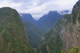 Mountain landscape in the Andes cordillera near Machu Picchu the ruined city of the Incas