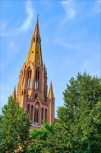 The tower of the neo-Gothic Bartholomaeuskirche